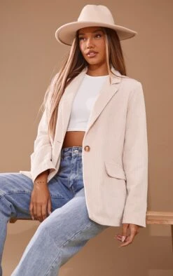 Cream Cord Single Breasted Blazer