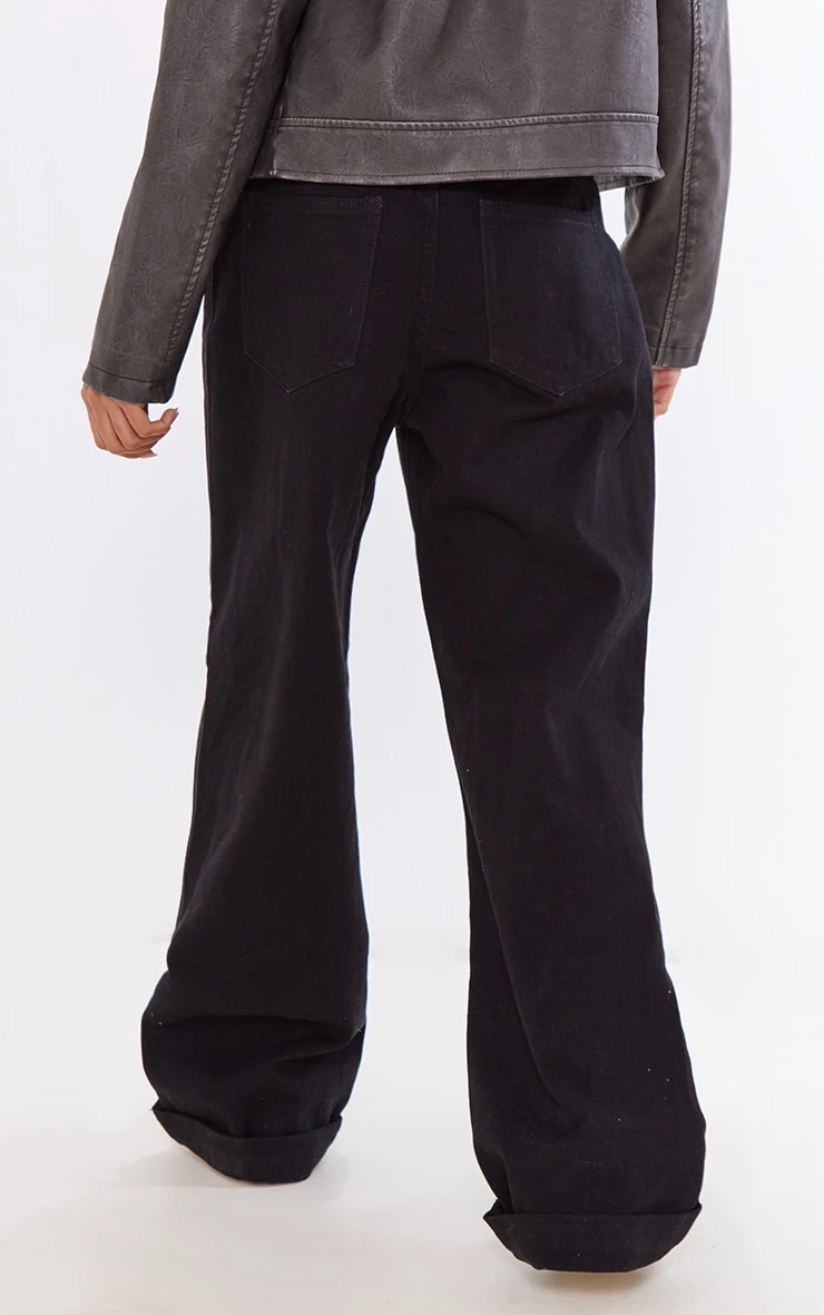 Washed Black Turn Up Hem Low Rise Ripped Baggy Boyfriend Jeans 4 Washed Black Turn Up Hem Low Rise Ripped Baggy Boyfriend Jeans - Image 4