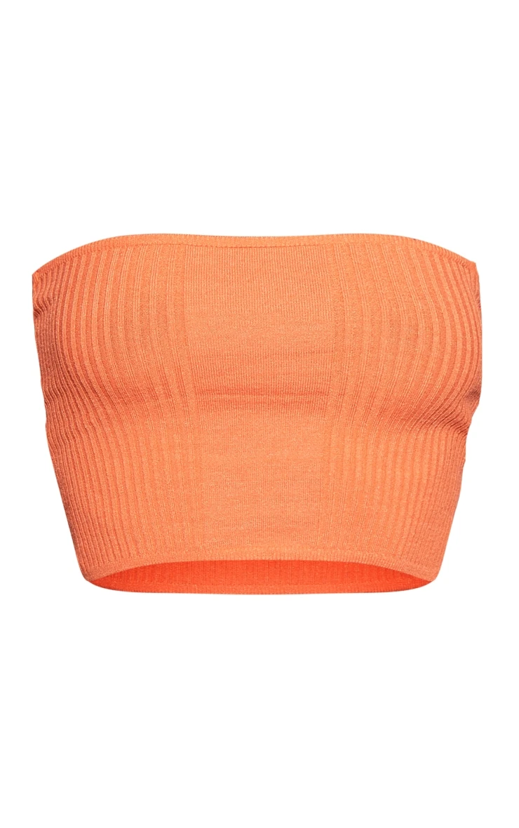 Burnt Orange Ribbed Style Bandeau Soft Knit Top 5 Burnt Orange Ribbed Style Bandeau Soft Knit Top - Image 5