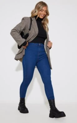 PRETTYLITTLETHING L32 Mid Blue Wash Skinny Disco Jeans