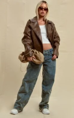 Brown Oversized Faux Leather Distressed Look Biker Jacket 7 Brown Oversized Faux Leather Distressed Look Biker Jacket -Modern Wear Boutique 5de82daf54a89a65039a67dd49f169b50de8f343 cnc7540 3