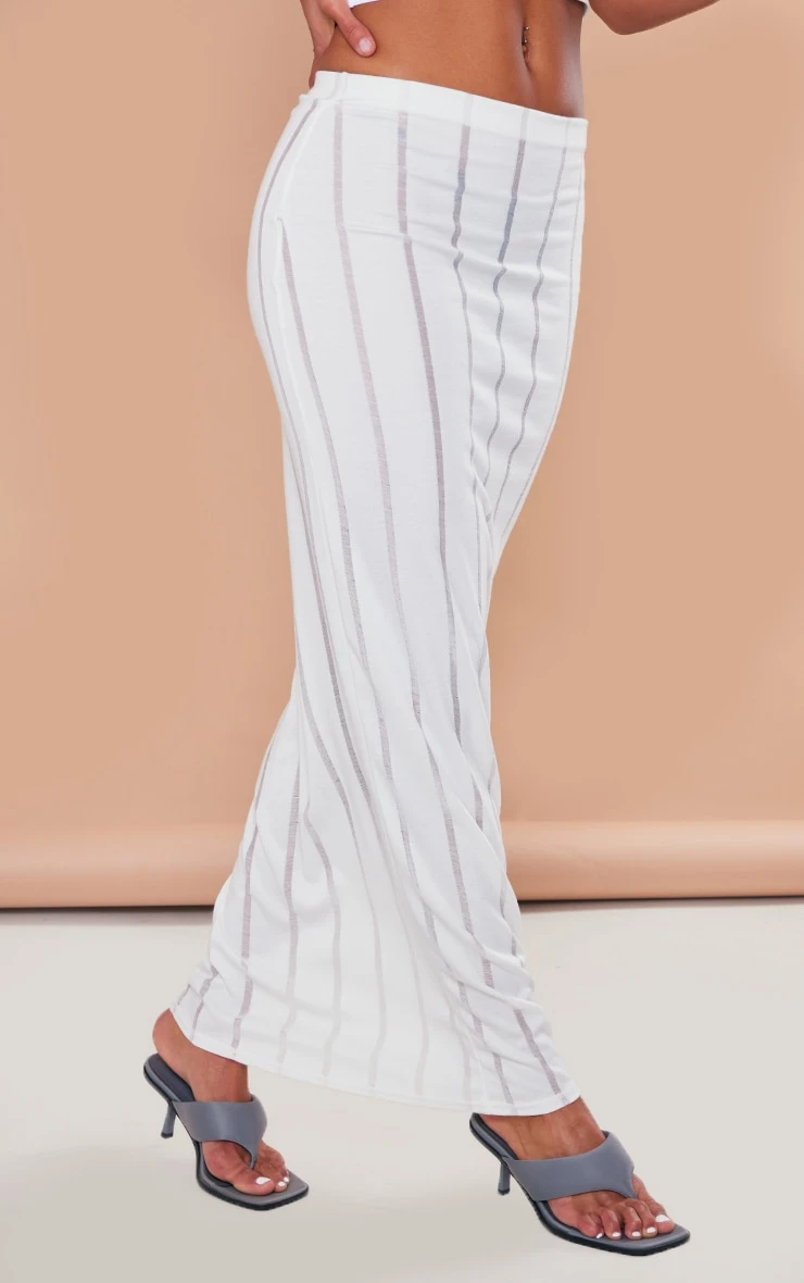 White Laddered Jersey Maxi Skirt 2 White Laddered Jersey Maxi Skirt - Image 2