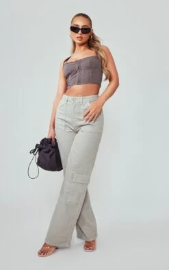 RENEW Grey Cargo Pocket Baggy Wide Leg Jeans