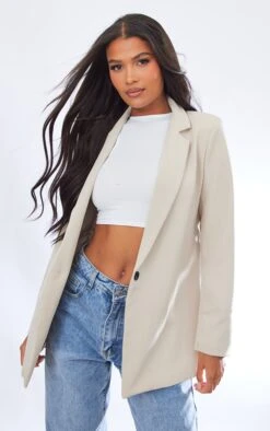 Stone Oversized Shoulder Padded Blazer