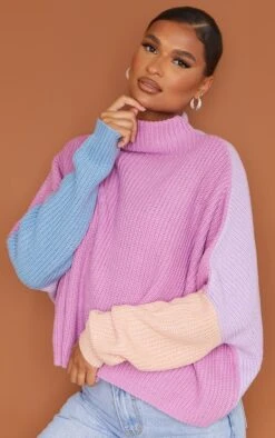 Pink Oversized Colour Block Jumper -Modern Wear Boutique 623635cc8780e6bfebdb4b6600b9d47b3e9e583f clu8956 4