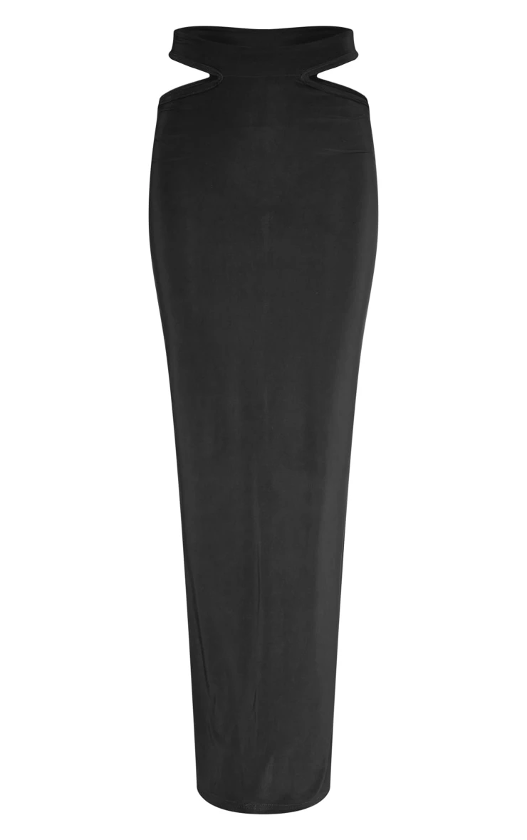 Black Slinky Cut Out Waist Maxi Skirt 5 Black Slinky Cut Out Waist Maxi Skirt - Image 5