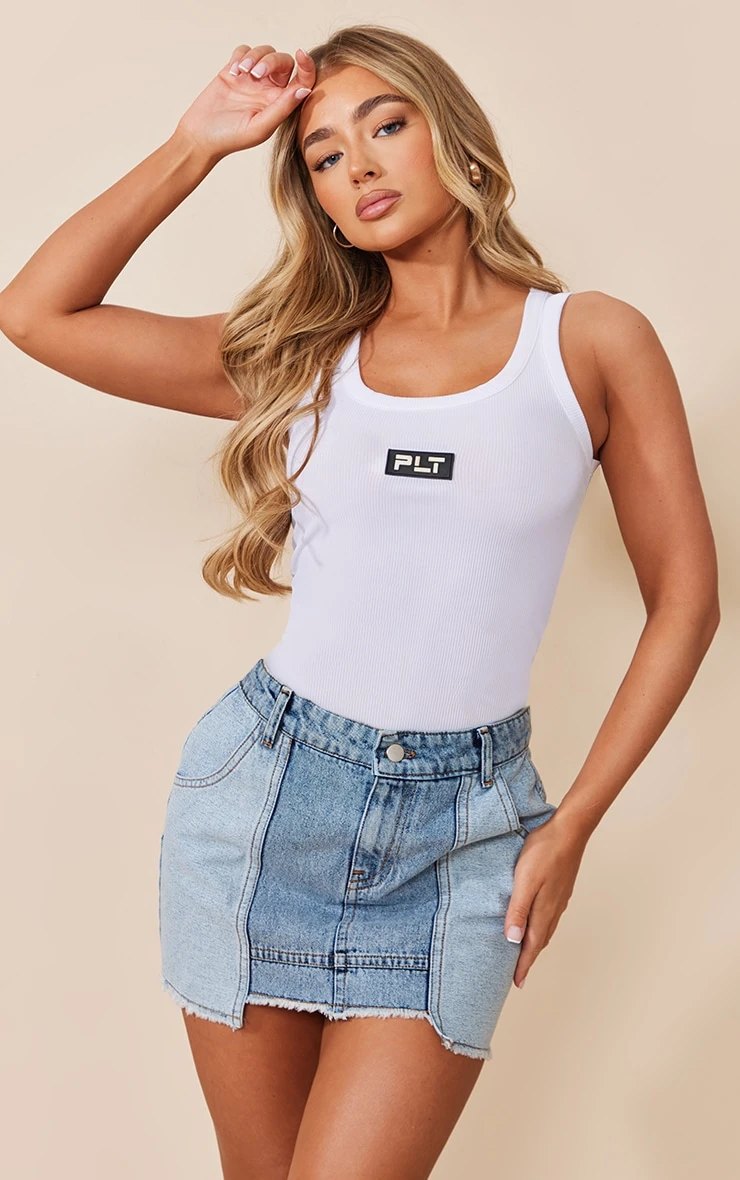 Vintage Mid Wash Panel Denim Mini Skirt 4 Vintage Mid Wash Panel Denim Mini Skirt - Image 4