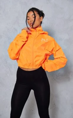 PRETTYLITTLETHING Bright Orange Hooded Shell Jacket
