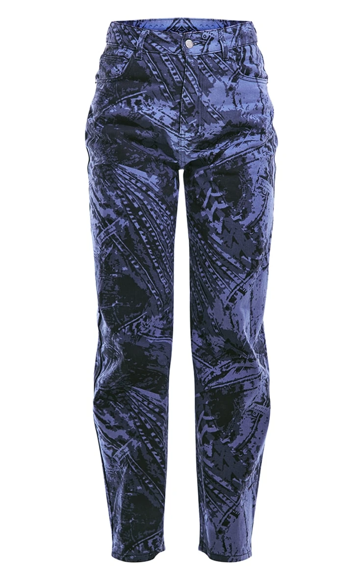 Blue Jeans Print Dipped Waistband Boyfriend Jeans 6 Blue Jeans Print Dipped Waistband Boyfriend Jeans - Image 6