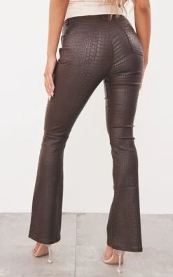 Chocolate Brown Croc Coated Denim Flared Jeans -Modern Wear Boutique 697b2c3349a07b91d3c8b898bd668a8940f976f7 imt1786 3