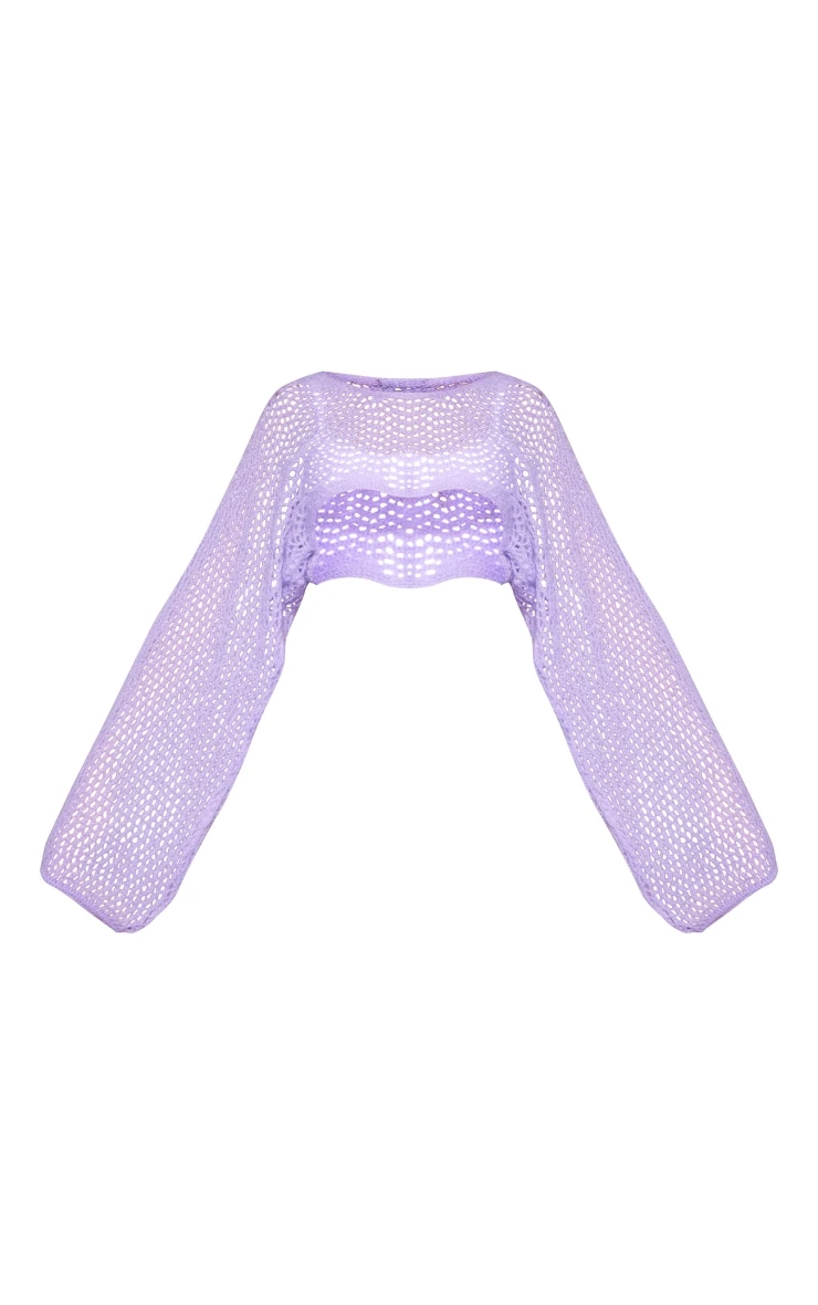 Lilac Open Knit Oversized Cropped Sleeves 5 Lilac Open Knit Oversized Cropped Sleeves - Image 5