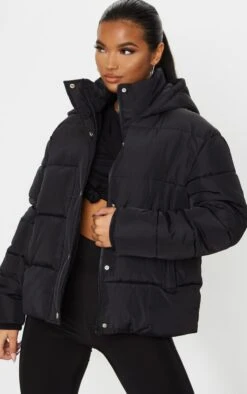 Black Hooded Puffer Jacket