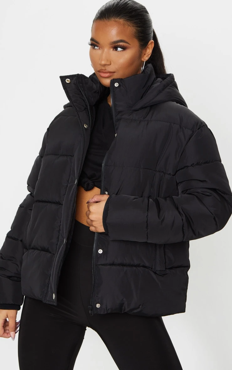 Black Hooded Puffer Jacket 1 Black Hooded Puffer Jacket
