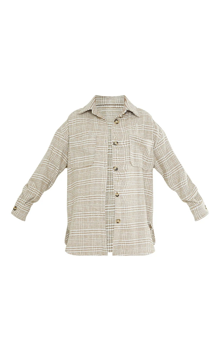 Maternity Camel Dogtooth Brushed Check Shacket 6 Maternity Camel Dogtooth Brushed Check Shacket - Image 6