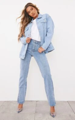 PRETTYLITTLETHING Light Blue Wash Oversized Boyfriend Denim Jacket -Modern Wear Boutique 6e68a0f3486cef5960a39581ad75531aca802f83 cmk8838 3