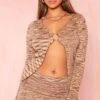 Mocha Space Dye Hook And Eye Knit Cardi