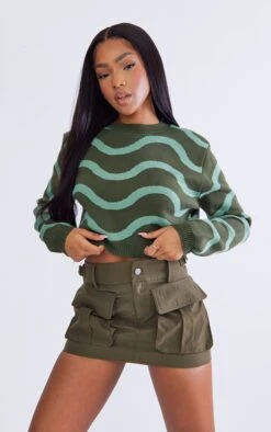 Khaki Swirl Jacquard Crop Jumper -Modern Wear Boutique 701e40b9c79f8fc544e2bac4f13474618404b411 cnc3224 4