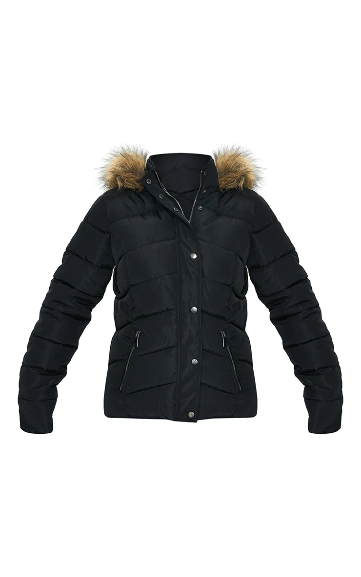 Black Quilted Mara Faux Fur Hooded Puffer Jacket 5 Black Quilted Mara Faux Fur Hooded Puffer Jacket - Image 5