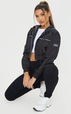 Black Nylon Shell Cropped Zip Front Jacket 7 Black Nylon Shell Cropped Zip Front Jacket -Modern Wear Boutique 7164e8df1a6a824b64e0eaf9f42e6fc9403f982a cmq1839 3