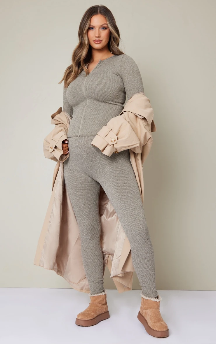 Maternity Olive Ribbed Zip Up Cardigan 4 Maternity Olive Ribbed Zip Up Cardigan - Image 4