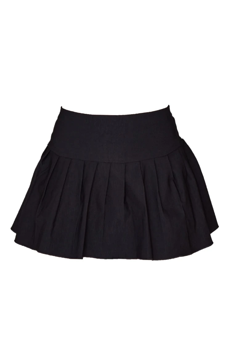 Black Stretch Woven Low Rise Pleated Micro Mini Skirt 6 Black Stretch Woven Low Rise Pleated Micro Mini Skirt - Image 6