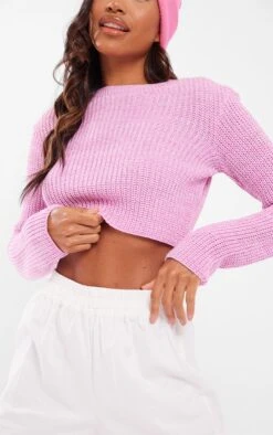 Pink Cropped Space Dye Knit Jumper -Modern Wear Boutique 7644ab12b806d58915b799d32e0fc01bba555aca cnc0916 4
