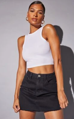 Black Basic Denim Skirt