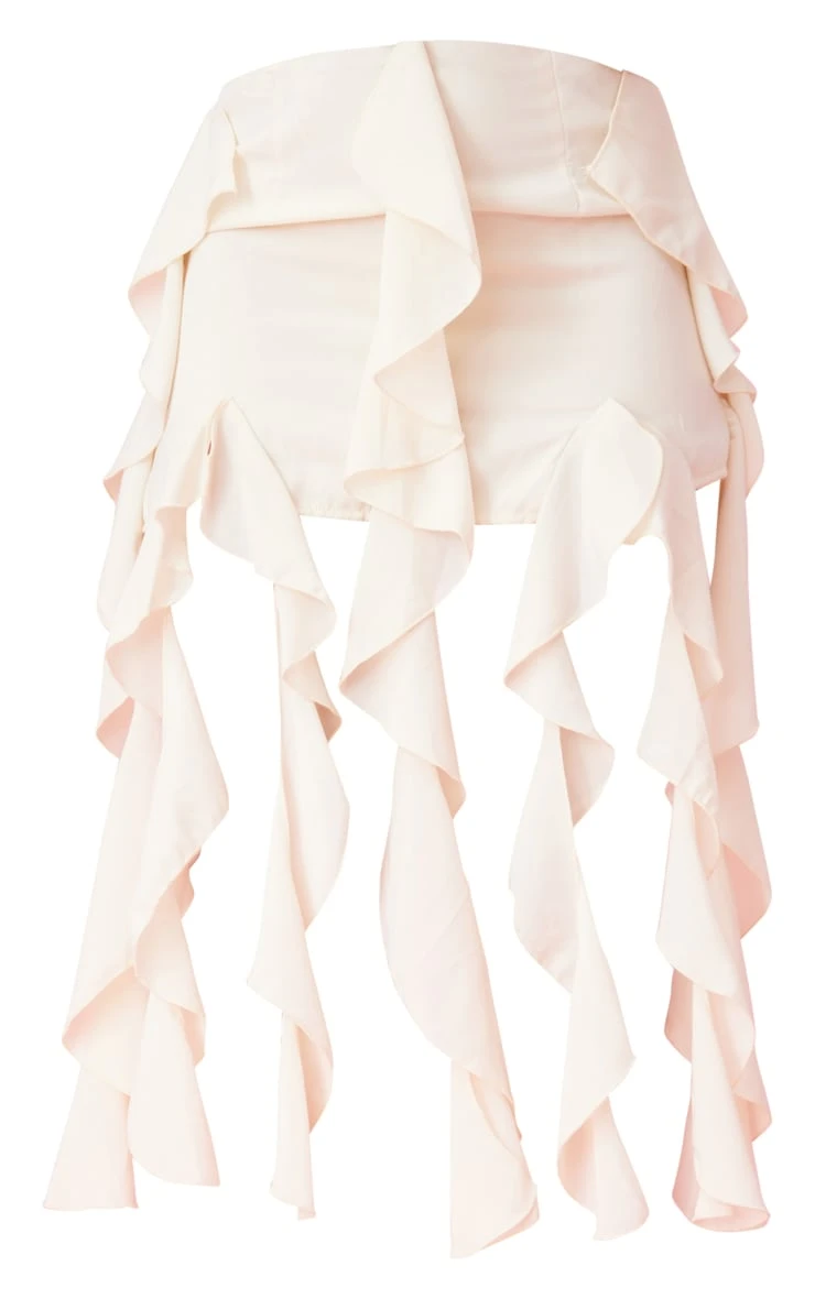 Cream Chiffon Ruffle Frill Drape Mini Skirt 6 Cream Chiffon Ruffle Frill Drape Mini Skirt - Image 6