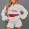 White Lousiana Varsity Half Zip Knit Jumper