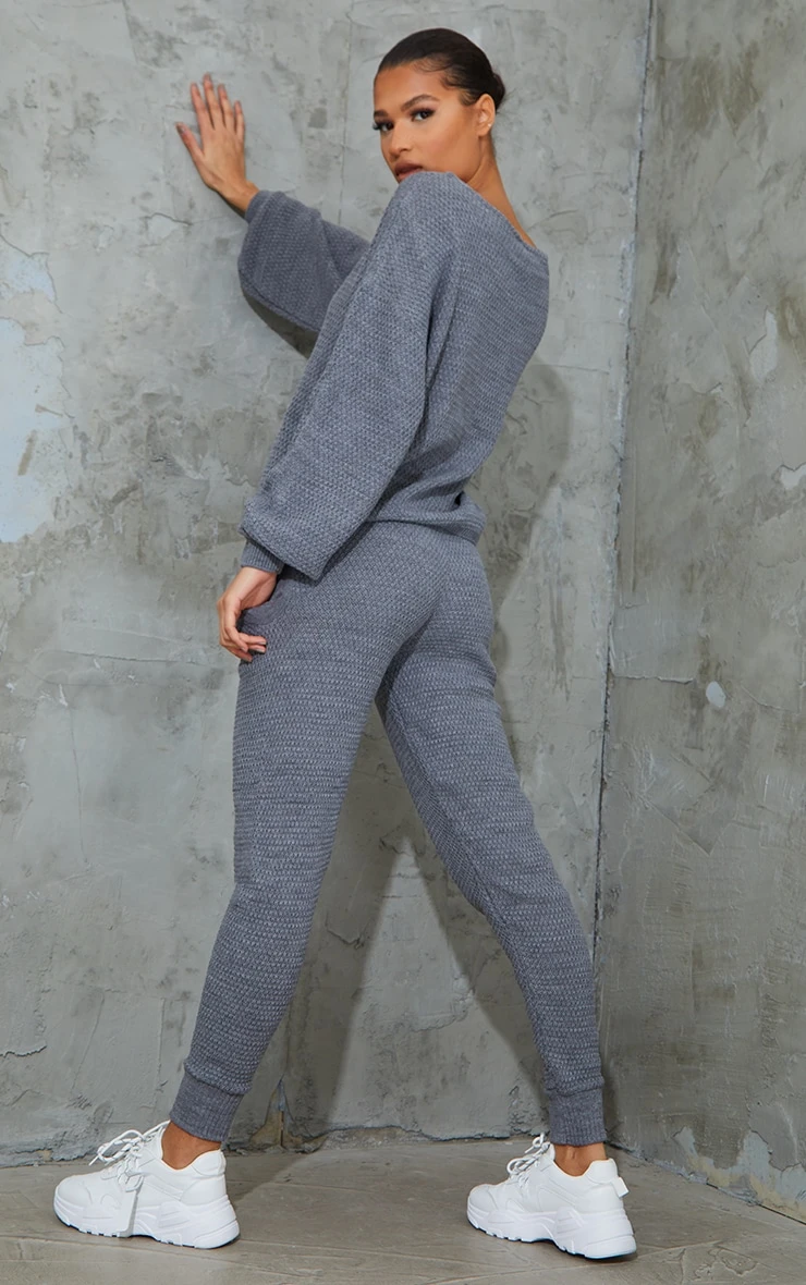 Grey Waffle Knitted Lounge Set 2 Grey Waffle Knitted Lounge Set - Image 2