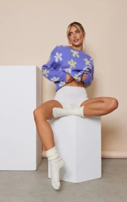 Purple Flower Brushed Knit Oversized Jumper -Modern Wear Boutique 7b1e6b08c222935f67f91225e16c4572caa20083 cnb8399 3