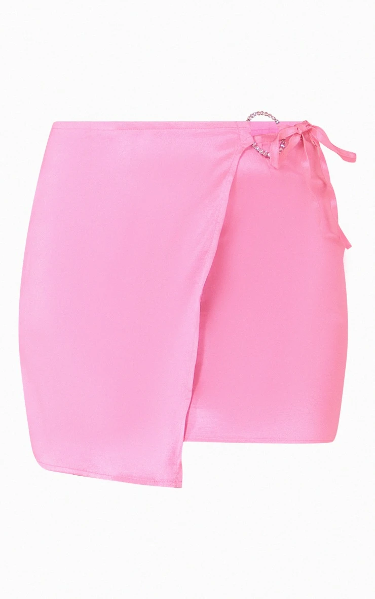 Pink Taffeta Wrap Mini Skirt 6 Pink Taffeta Wrap Mini Skirt - Image 6