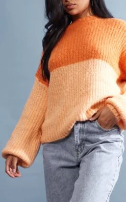 Orange Colour Block Brushed Knit Oversized Jumper -Modern Wear Boutique 7c8ebc14ff47ee30a6d36b0c54ce202cd8c2a7f3 cnb1405 4