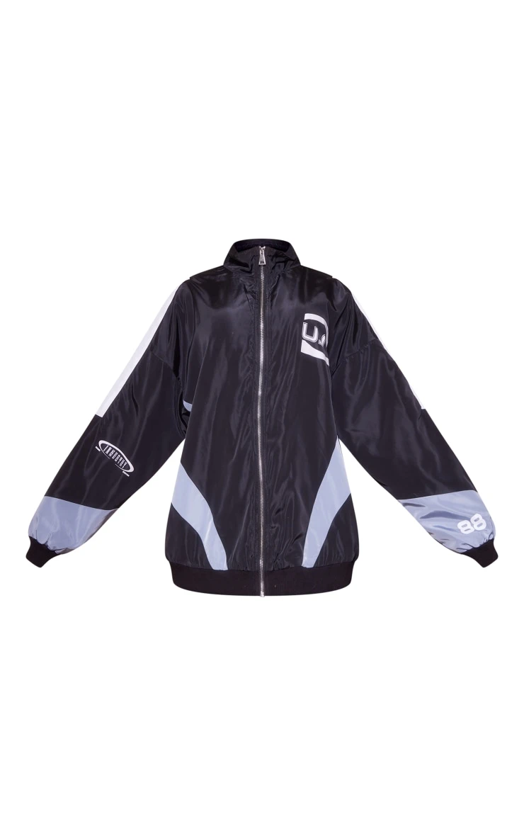Black Contrast Stripe Shell Bomber Jacket 5 Black Contrast Stripe Shell Bomber Jacket - Image 5