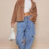 Camel Faux Fur Cropped Coat