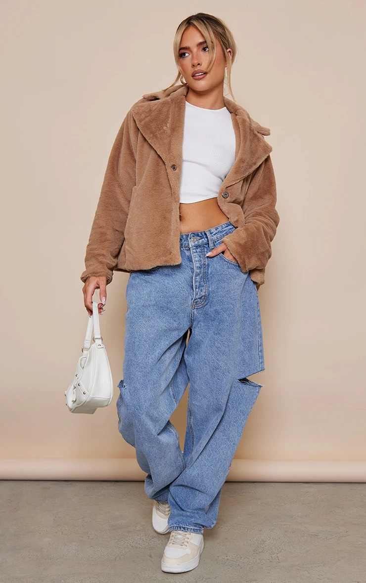 Camel Faux Fur Cropped Coat 1 Camel Faux Fur Cropped Coat