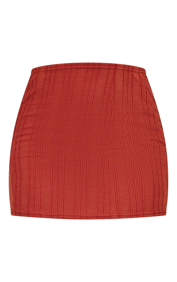 Rust Textured Mini Skirt 6 Rust Textured Mini Skirt - Image 6