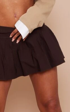 Brown Stretch Woven Low Rise Pleated Micro Mini Skirt -Modern Wear Boutique 7ecc5a8dee8b7198260addab8440e2eee8f41f54 cmy1215 5
