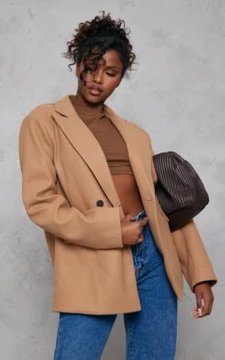 Mink Wool Blend Double Breasted Blazer