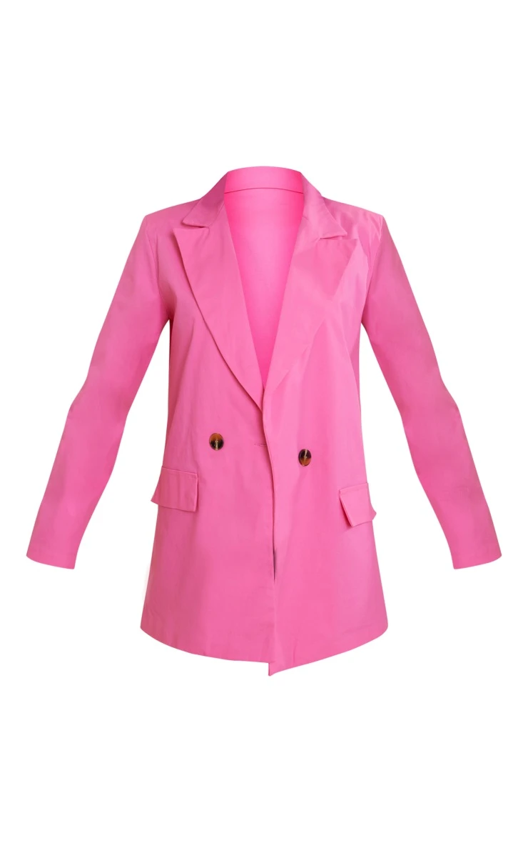 Pink Premium Cotton Double Breasted Flap Pocket Oversized Blazer 5 Pink Premium Cotton Double Breasted Flap Pocket Oversized Blazer - Image 5