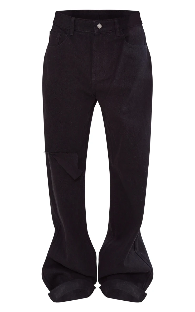 Washed Black Turn Up Hem Low Rise Ripped Baggy Boyfriend Jeans 6 Washed Black Turn Up Hem Low Rise Ripped Baggy Boyfriend Jeans - Image 6