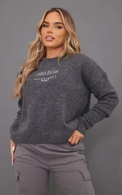 Charcoal Philadelphia Oversized Knitted Jumper