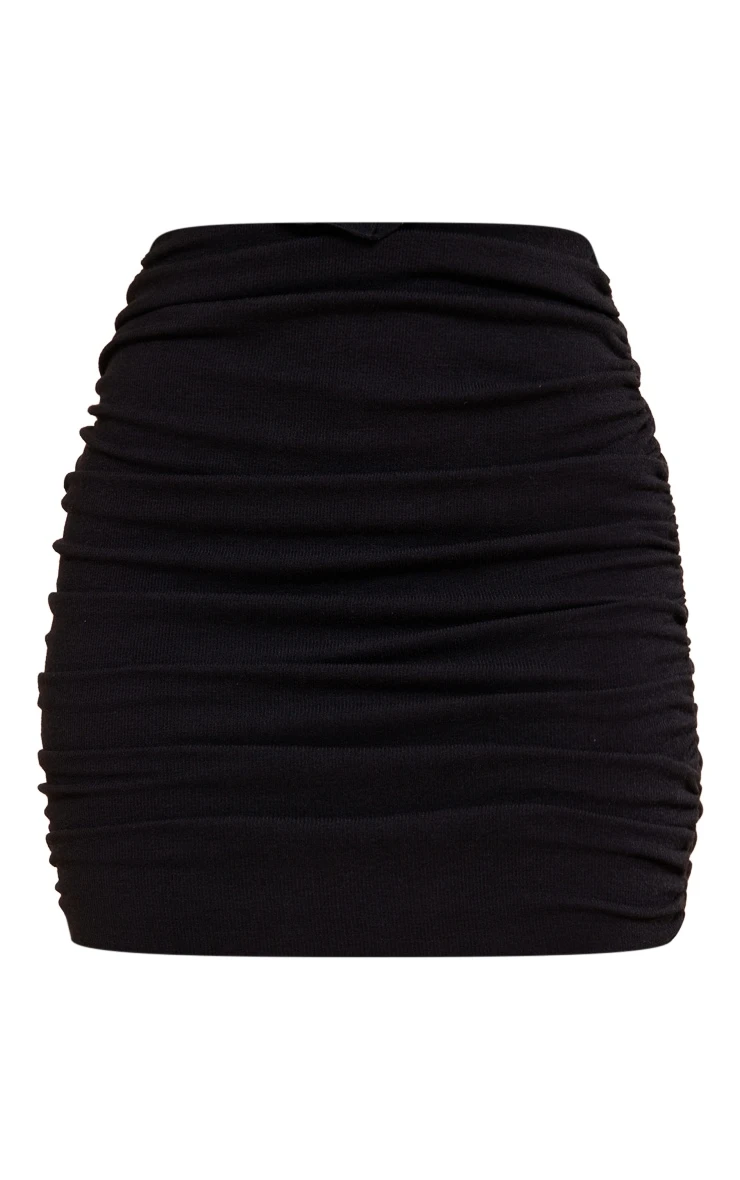 Black Rib Ruched Mini Skirt 7 Black Rib Ruched Mini Skirt - Image 7