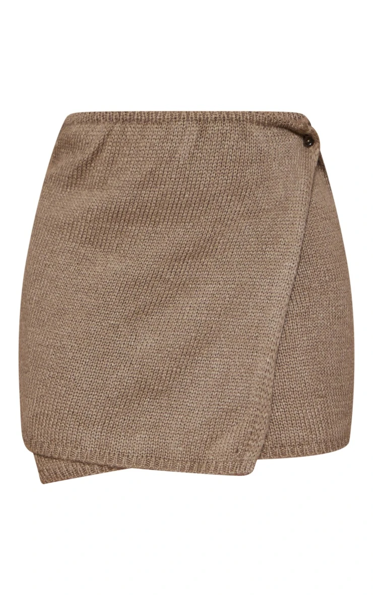 Olive Brushed Knit Wrap Front Skirt 6 Olive Brushed Knit Wrap Front Skirt - Image 6