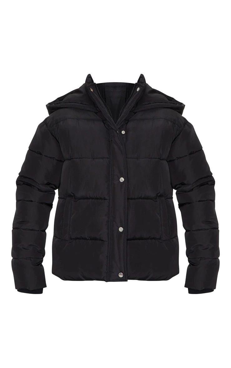 Black Hooded Puffer Jacket 5 Black Hooded Puffer Jacket - Image 5