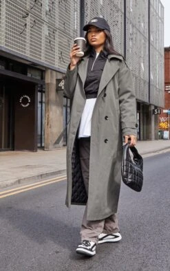 Khaki Woven Quilted Lining Trench Coat -Modern Wear Boutique 8923e38c3837a2f05de8d18cc9bf3fdd9b310b5c cmt0707 3