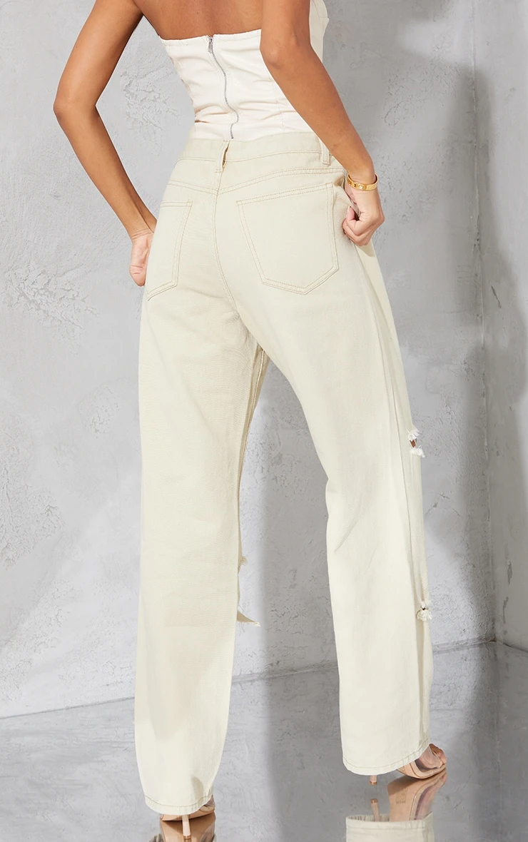 Washed Stone Baggy Low Rise Ripped Boyfriend Jeans 4 Washed Stone Baggy Low Rise Ripped Boyfriend Jeans - Image 4