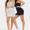 Black And Grey Basic Cotton Blend Jersey 2 Pack Mini Skirt
