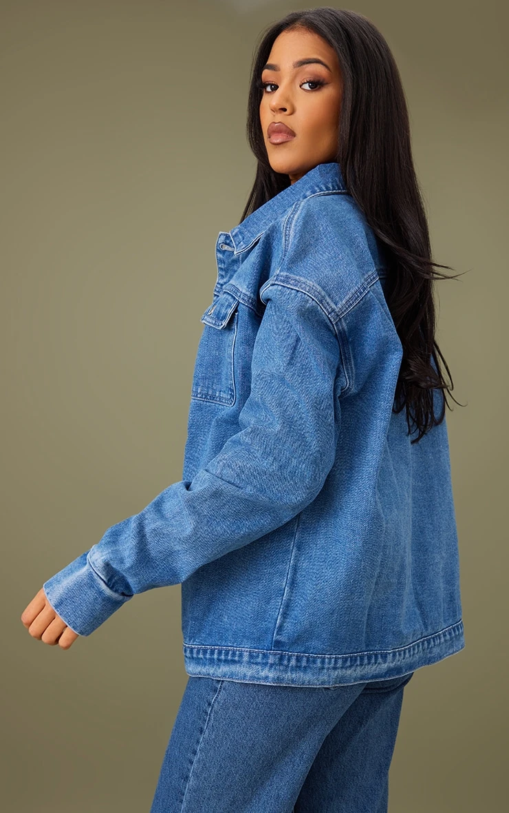 Tall Mid Blue Wash Denim Jacket 3 Tall Mid Blue Wash Denim Jacket - Image 3