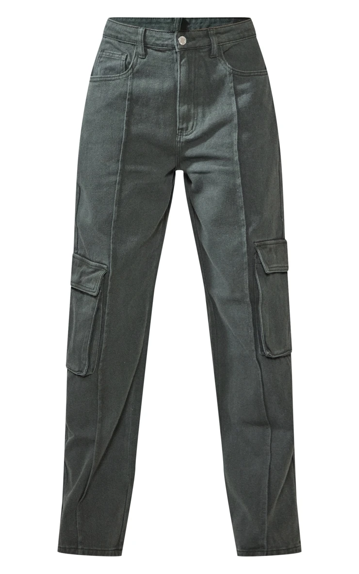 Khaki Cargo Pocket Detail Baggy Boyfriend Jeans 6 Khaki Cargo Pocket Detail Baggy Boyfriend Jeans - Image 6